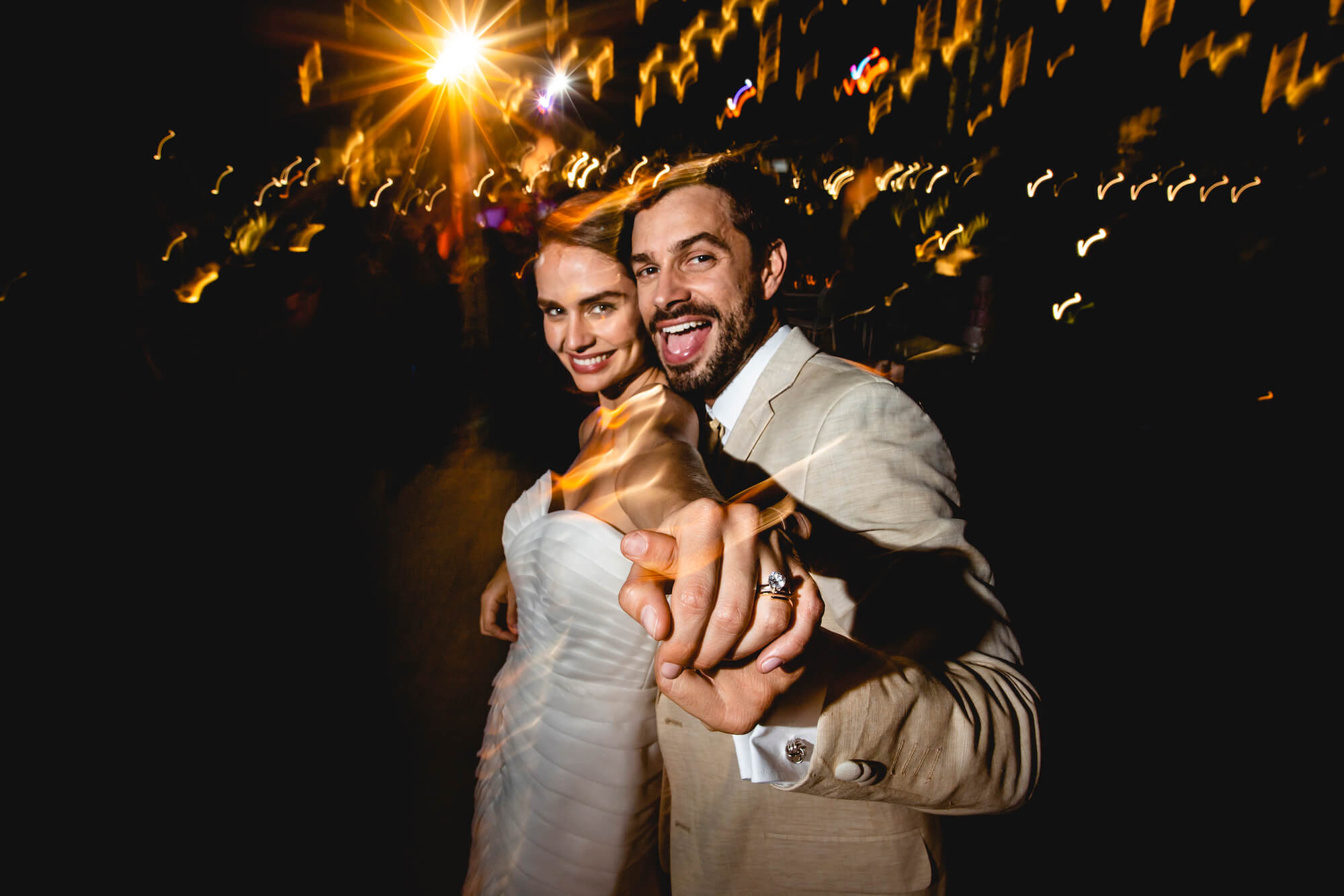 We love to play with the lights to achieve a beautiful wedding portrait